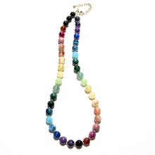 Load image into Gallery viewer, rainbow bubblegum &amp; gold beads necklace