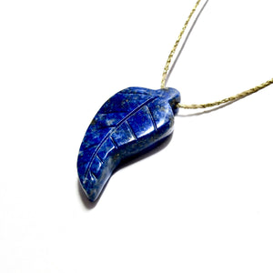 lapis lazuli leaf necklace