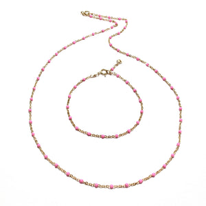hot pink enamel satellite chain bracelet