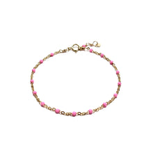 Load image into Gallery viewer, hot pink enamel satellite chain bracelet