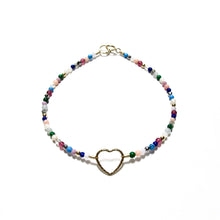 Load image into Gallery viewer, sparkle heart with tiny multicoloured beads bracelet