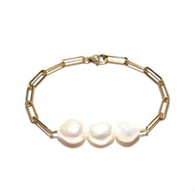 Load image into Gallery viewer, baroque pearls long link bracelet