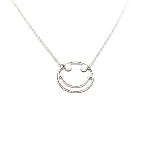 silver smiley chain necklace