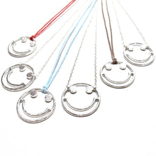 Load image into Gallery viewer, silver smiley cord necklace