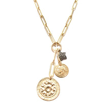 Load image into Gallery viewer, hammered disc coin &amp; diamond star necklace