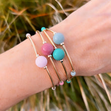 Load image into Gallery viewer, pale blue trolleitte &amp; long tube silk bracelet