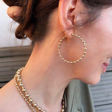 Load image into Gallery viewer, large gold bead and tube hoops