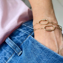 Load image into Gallery viewer, gold carabiner paperclip bracelet