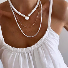Load image into Gallery viewer, mother of pearl long tube necklace