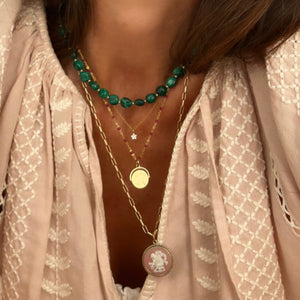 malachite pebble beads necklace