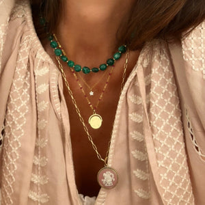 malachite pebble beads necklace