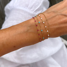 Load image into Gallery viewer, pink enamel satellite chain bracelet