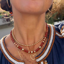 Load image into Gallery viewer, red jasper &amp; gold bead necklace