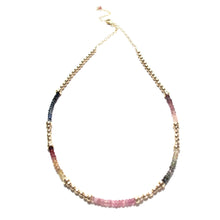 Load image into Gallery viewer, mixed sapphires &amp; gold beads necklace