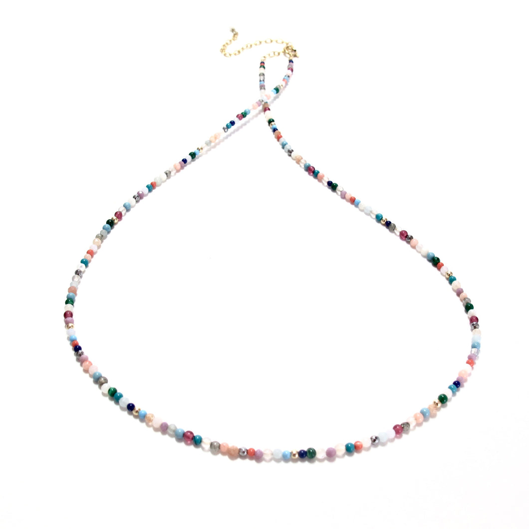 tiny multi coloured beads necklace