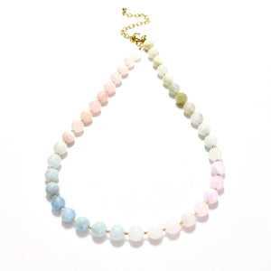 pastel bubblegum & gold beads necklace