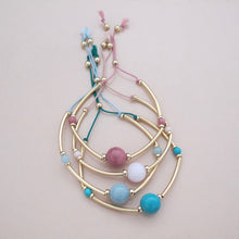 Load image into Gallery viewer, turquoise &amp; long tube silk bracelet