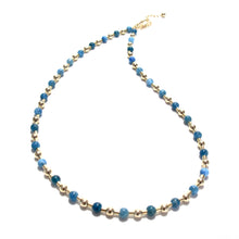 Load image into Gallery viewer, teal blue apatite bead &amp; tube necklace