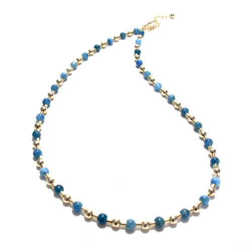 teal blue apatite bead & tube necklace