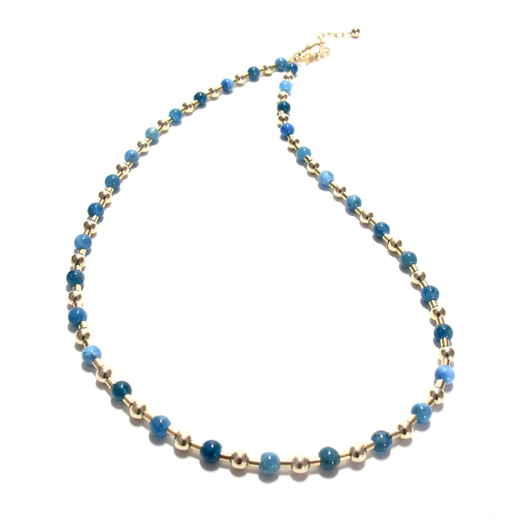 teal blue apatite bead & tube necklace