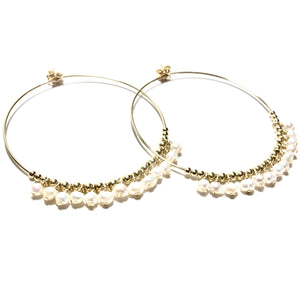 multi pearl large hoop earrings