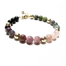 Load image into Gallery viewer, tourmaline &amp; gold bubblegum bracelet