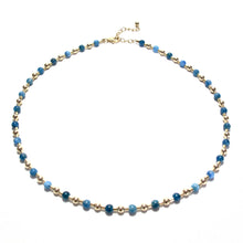 Load image into Gallery viewer, teal blue apatite bead &amp; tube necklace