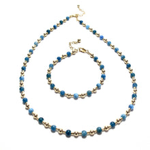 Load image into Gallery viewer, teal blue apatite bead &amp; tube bracelet