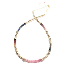 Load image into Gallery viewer, mixed sapphires &amp; gold beads necklace