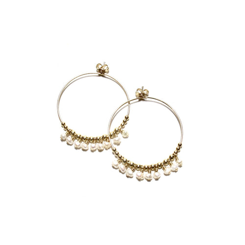 multi pearl medium hoop earrings