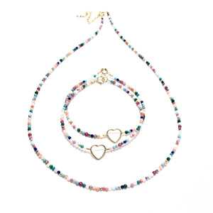 tiny multi coloured beads necklace