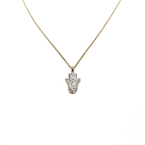 pave diamond hamsa necklace