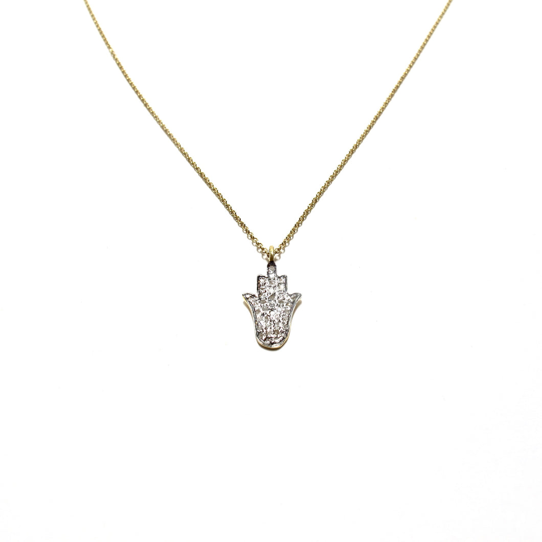 pave diamond hamsa necklace