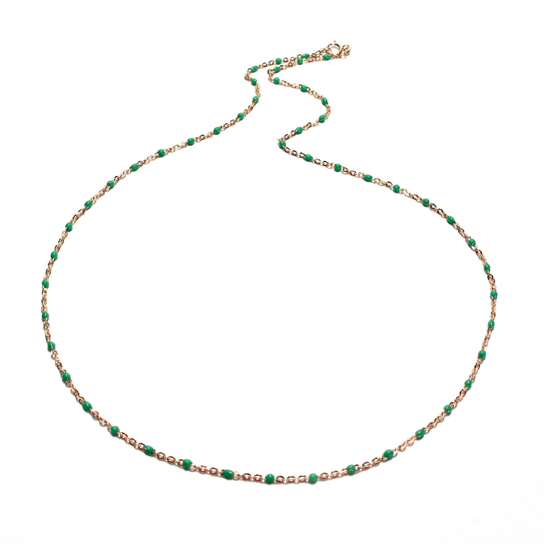 green enamel satellite chain necklace