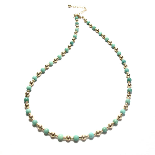 green opal bead & tube necklace
