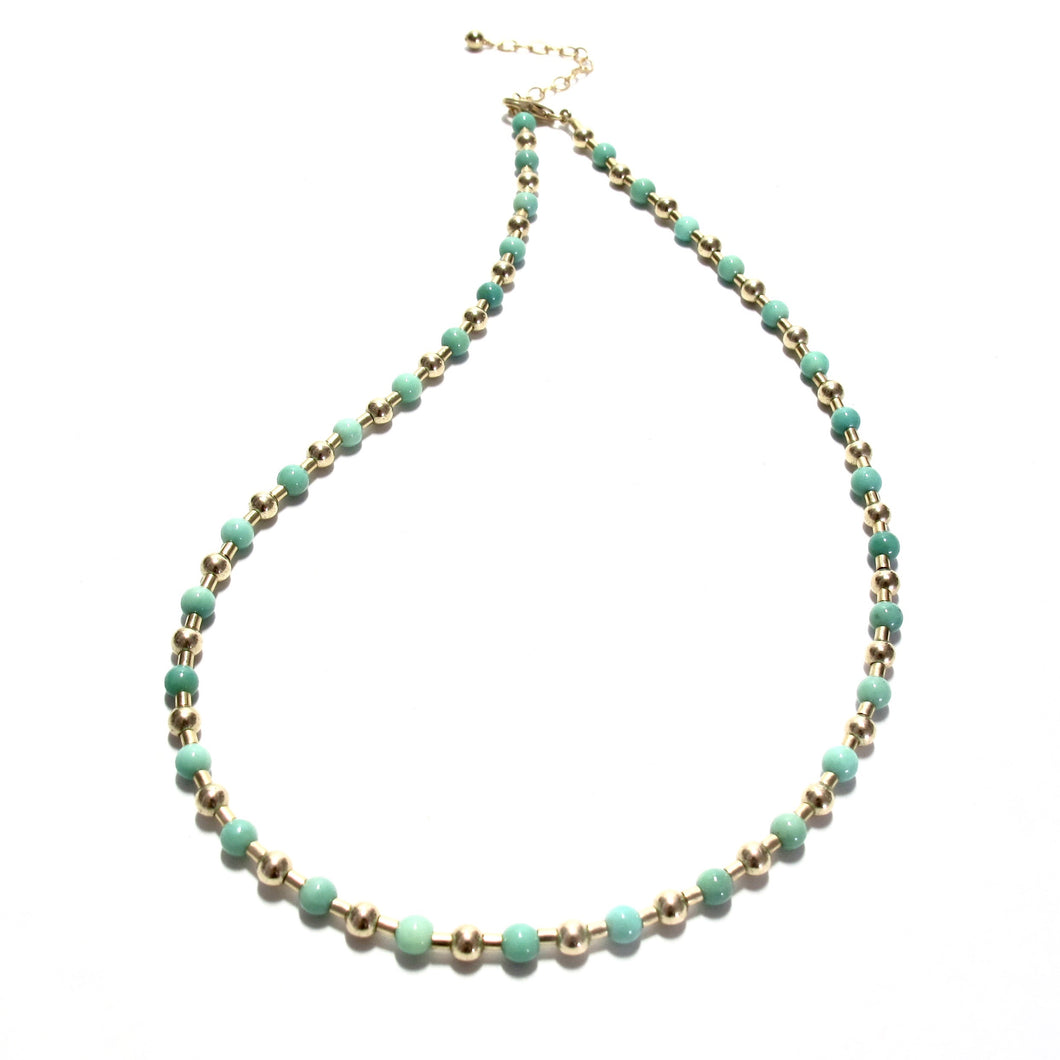 green opal bead & tube necklace