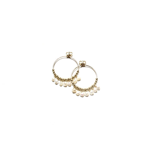 multi pearl midi hoop earrings