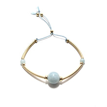 Load image into Gallery viewer, pale blue trolleitte &amp; long tube silk bracelet