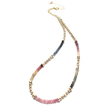 Load image into Gallery viewer, mixed sapphires &amp; gold beads necklace