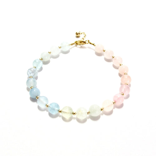 pastel bubblegum & gold beads bracelet