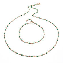 Load image into Gallery viewer, green enamel satellite chain necklace