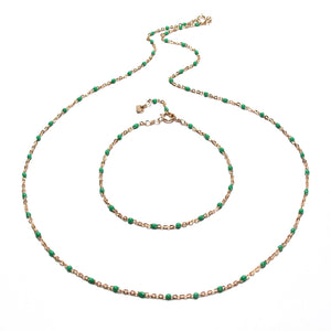 green enamel satellite chain necklace