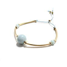 Load image into Gallery viewer, pale blue trolleitte &amp; long tube silk bracelet