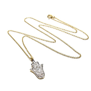 pave diamond hamsa necklace