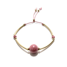 Load image into Gallery viewer, rhodonite &amp; long tube silk bracelet