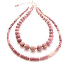 Load image into Gallery viewer, rhodonite long tube necklace