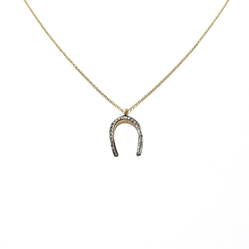 pave diamond horseshoe necklace