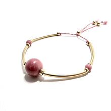 Load image into Gallery viewer, rhodonite &amp; long tube silk bracelet
