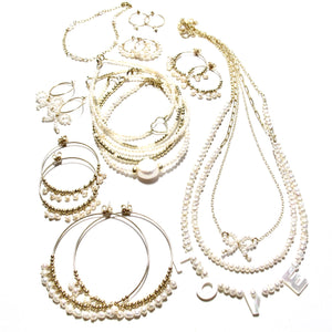 multi pearl large hoop earrings