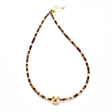 Load image into Gallery viewer, tiny mookaite &amp; gold bead necklace
